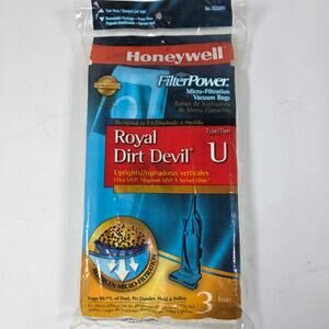3 Honeywell Royal Dirt Devil Type U micro-filtration vacuum bags #H22260